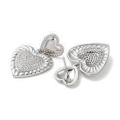 Brass Pave Cubic Zirconia Stud Earrings for Women&nbsp;EJEW-M258-08P