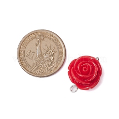 Opaque Resin Red Rose Flower Links Connector Charms&nbsp;PALLOY-JF02750-02