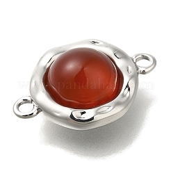 Natural Carnelian(Dyed & Heated) Flat Round Links Connector Charms&nbsp;KK-K388-04P