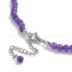 Round Natural Mixed Stone Beaded Necklace for Girl Women&nbsp;NJEW-F287-01