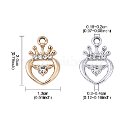 10Pcs 2 Colors Alloy Rhinestone Pendants&nbsp;ALRI-YW0001-28