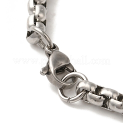316 Surgical Stainless Steel Box Chain Hamsa Hand Link Bracelets&nbsp;BJEW-Q349-12AS