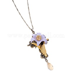 Alloy Enamel Cross Flower Pendant Necklaces for Women&nbsp;WGCE41D-02