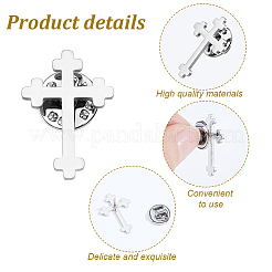 4Pcs Cross Stainless Steel Lapel Pin Back Brooches for Backpack Clothes&nbsp;JEWB-GA0001-53P