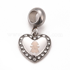 304 Stainless Steel CrystalRhinestone European Dangle Charms&nbsp;STAS-F278-05P