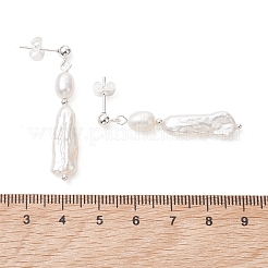 304 Stainless Steel & Natural Pearl Dangle Stud Earrings&nbsp;EJEW-TA00806