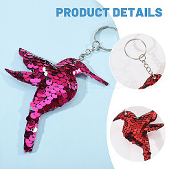 40Pcs 8 Colors PET Sequin Pendant Hummingbird Keychains&nbsp;KEYC-CA0001-60