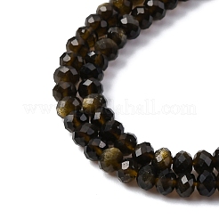 Natural Golden Sheen Obsidian Beads Strands&nbsp;G-G139-B24-01