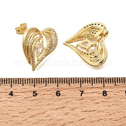 Brass Micro Pave Clear Cubic Zirconia Stud Earrings&nbsp;KK-CBA5B62-04G