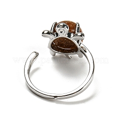 Natural & Synthetic Mixed Gemstone Tortoise Open Cuff Ring&nbsp;RJEW-G290-01P