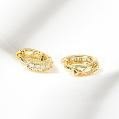 Brass Micro Pave Clear Cubic Zirconia Hoop Earrings&nbsp;EJEW-D311-077G