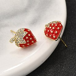 Brass Micro Pave Clear Cubic Zirconia Stud Earrings&nbsp;EJEW-G430-01G