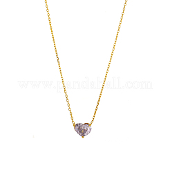 304 Stainless Steel Micro Pave Cubic Zirconia Pendant Necklaces&nbsp;NJEW-OY002-40G