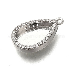 Rack Plating Brass Micro Pave Clear Cubic Zirconia Pendant Cabochon Settings&nbsp;KK-NH0001-16P