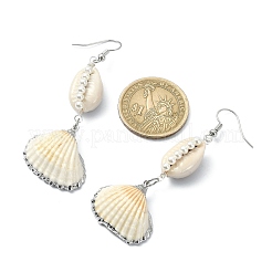 Shell Shape Natural Pearl & Shell Dangle Earrings for Women&nbsp;EJEW-TA00303