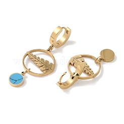 Leaf 304 Stainless Steel Hoop Earrings&nbsp;EJEW-L283-028G