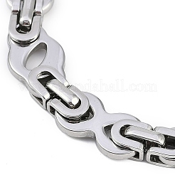201 Stainless Steel Hollow Oval Byzantine Chain Bracelets&nbsp;BJEW-B078-145P