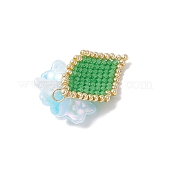 Handmade Glass Seed Beaded Flower Pendants&nbsp;PALLOY-MZ00794-03