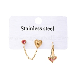 304 Stainless Steel Heart Stud Earring & Hoop Earring Sets&nbsp;EJEW-K268-93G-01-4