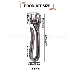 6Pcs Tibetan Style Alloy Hook Clasps&nbsp;FIND-CP0003-29AS