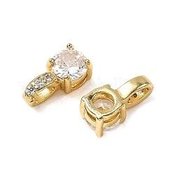 Round Brass Micro Pave Cubic Zirconia Charms&nbsp;KK-C134-09G