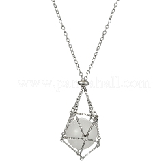 Tarnish Resistant 304 Stainless Steel Cable Chain Macrame Pouch Empty Stone Holder for Pendant Necklaces Making&nbsp;NJEW-TA00117-01