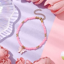 Butterfly Alloy Acrylic Charm Bracelets&nbsp;BJEW-JB10487-02