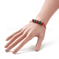 Wood Round Braided Bead Bracelet&nbsp;BJEW-JB09927