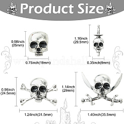 8Pcs 4 Styles Halloween Alloy Lapel Pin Backs for Backpack Clothes&nbsp;JEWB-CJ0003-46