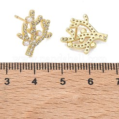 Brass Micro Pave Cubic Zirconia Stud Earrings for Women&nbsp;EJEW-A167-15G