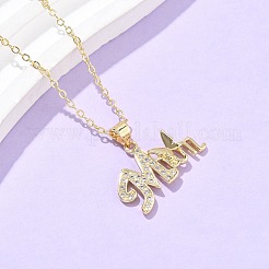 Mother's Day Brass Micro Pave Clear Cubic Zirconia Pendant Necklaces for Women&nbsp;LS-NJEW-Q021-01A-G