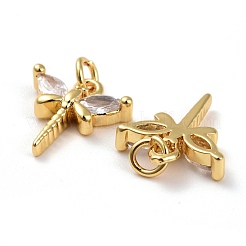 Brass Micro Pave Cubic Zirconia Pendants&nbsp;KK-K258-22G-RS