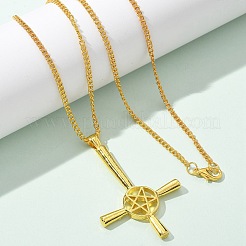 Christian Upside Down Cross & Star Alloy Pendant Pendant Twisted Chain Necklaces for Women&nbsp;LS-NJEW-NH0001-03G