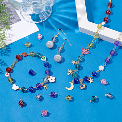 120Pcs Drawbench Transparent Glass Round Connector Charms&nbsp;PALLOY-PHE00015