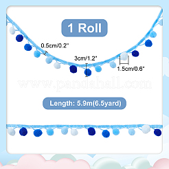 6.5 Yards Gradient Color Polyester Pom Pom Ball Fringe Lace Trims&nbsp;SRIB-PH0001-41