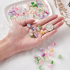 Transparent Spray Painted Crackle Glass Beads Strands&nbsp;GLAA-TA0003-09