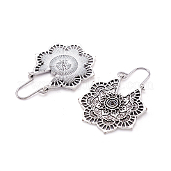 Bohemian Retro Style Alloy Dangle Hoop Earrings&nbsp;X1-EJEW-TAC0003-01AS