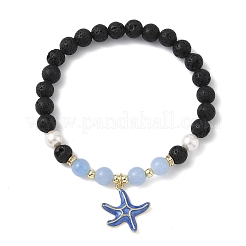 Brass Enamel Starfish Charm Bracelets&nbsp;BJEW-JB12330