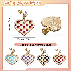 4 Pairs 4 Colors Alloy Enamel Dangle Stud Earrings&nbsp;EJEW-HY0001-22