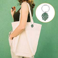 4 Sets Monstera Leaf Alloy Pendant Keychain&nbsp;KEYC-FH0001-40