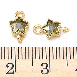 Brass Pave Cubic Zirconia Star Connector Charms&nbsp;KK-P348-08G-02