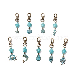 9Pcs 9 Styles Ocean Theme Alloy Pendant Decorations&nbsp;HJEW-JM03484