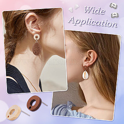 20Pcs 2 Styles Donut Shape Natural Ash Wood Stud Earring Findings&nbsp;EJEW-TA0001-35
