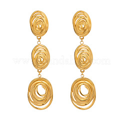 304 Stainless Steel Stripe Oval Dangle Stud Earrings&nbsp;DQ7744