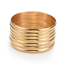 Fashion PVD Vacuum Plating 201 Stainless Steel Bangle Sets&nbsp;BJEW-L664-024C-G-1