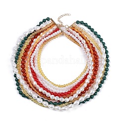 Bohemian Glass Beaded Multi Layered Necklaces for Women&nbsp;NJEW-K384-02A