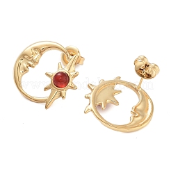 304 Stainless Steel Moon Stud Earrings&nbsp;EJEW-I314-01C