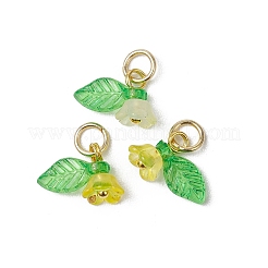 36Pcs Frosted Acrylic Flower & Leaf Charms&nbsp;PALLOY-JF03552