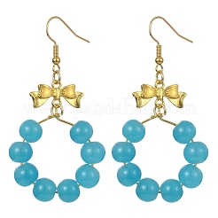 Imitation Jade Glass Beaded Ring Dangle Earrings&nbsp;EJEW-JE05567