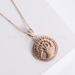 Stainless Steel Circular Tree of Life Pendant Necklaces&nbsp;BH2747